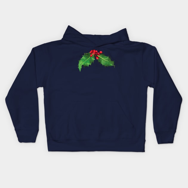 Christmas Holly Kids Hoodie by SusanSavad